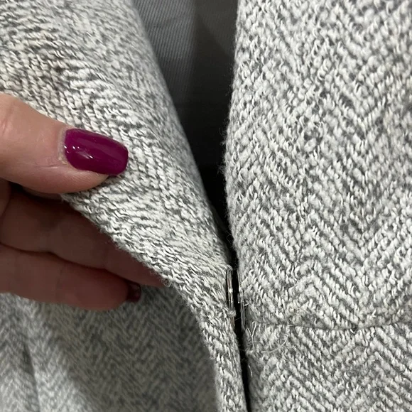 Zara Basic Women's Light Gray Herringbone Pea Coat-Size Small - Picture 6 of 9